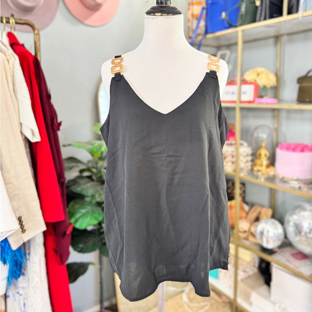 Gold metallic strap camisole